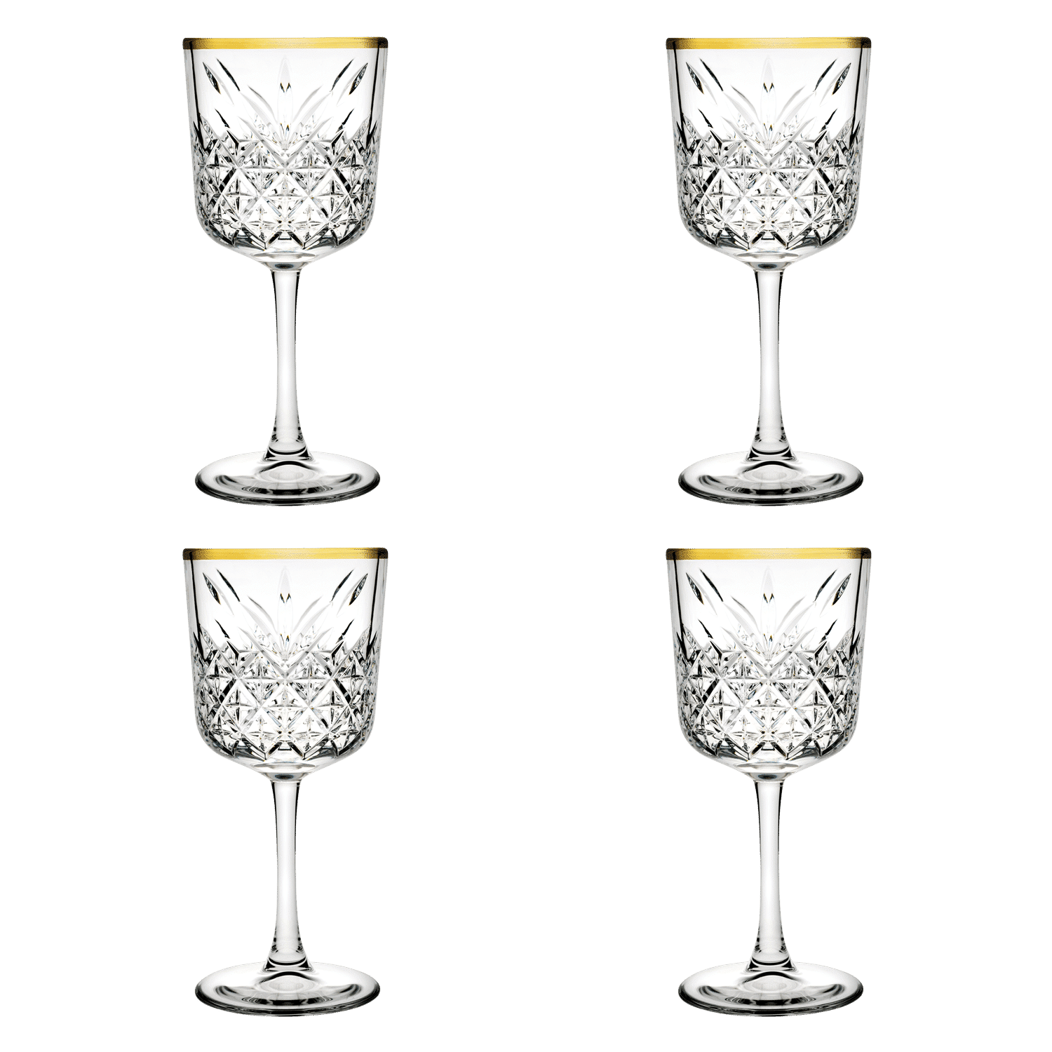 Pasabahce Timeless Wijnglas 33 Gouden Rand - 4 Stuks - Glazen.nl