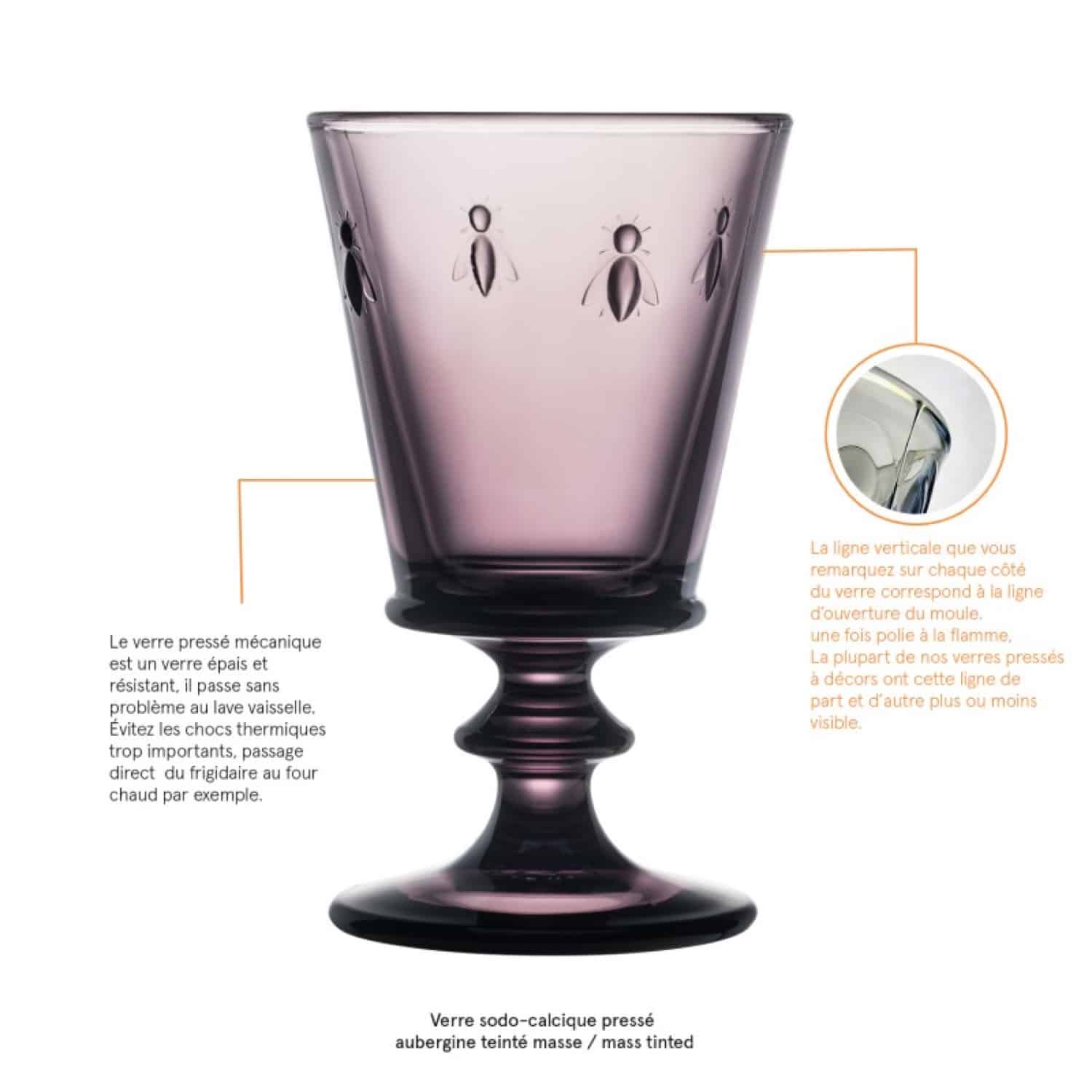 La Rochère Abeille Wijnglas 24 cl Aubergine - 6 Stuks - Glazen.nl