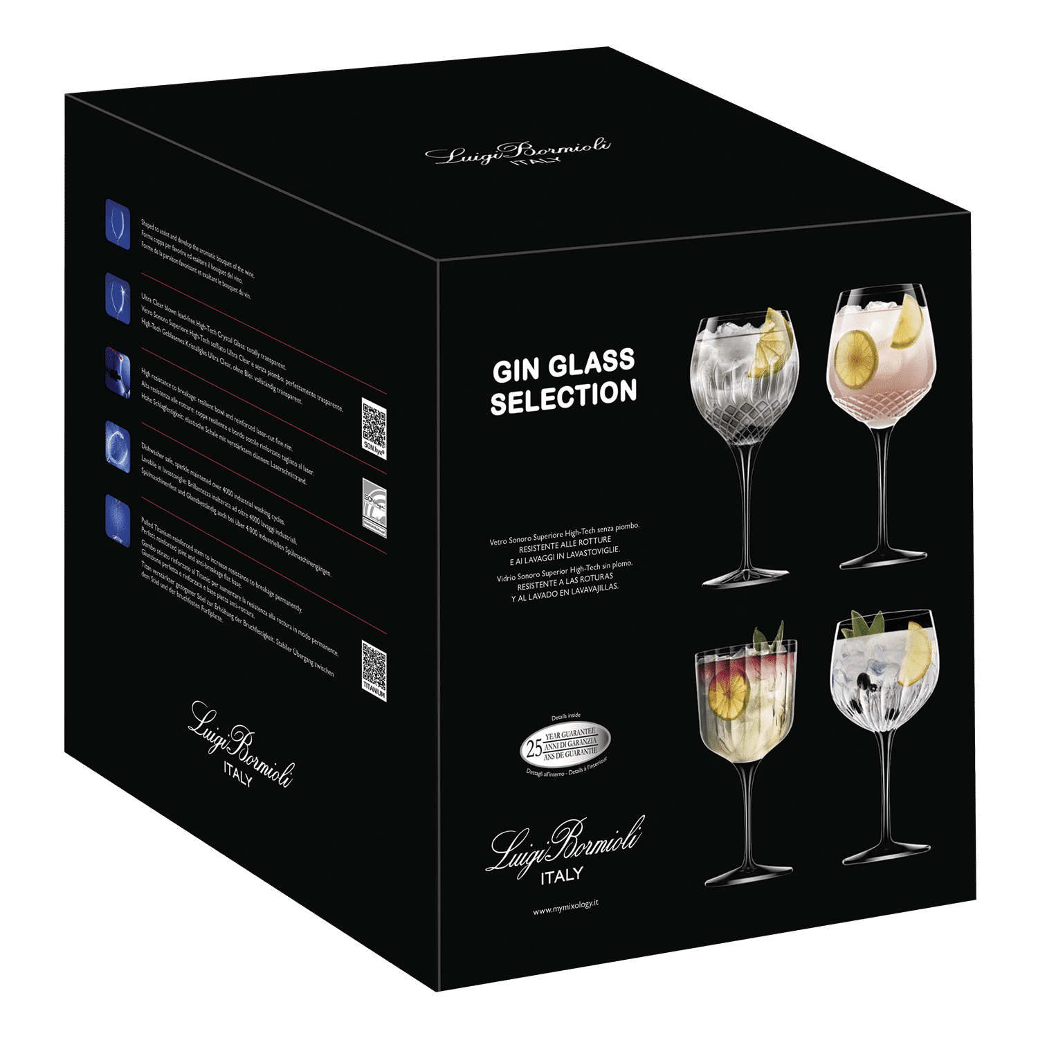 Luigi Bormioli Ginglas Selection 4Pcs - Bach 60 Cl - Roma 80,5 Cl - Diamante 65 Cl - Mixology 80 Cl - 4 Stuks - Glazen.nl