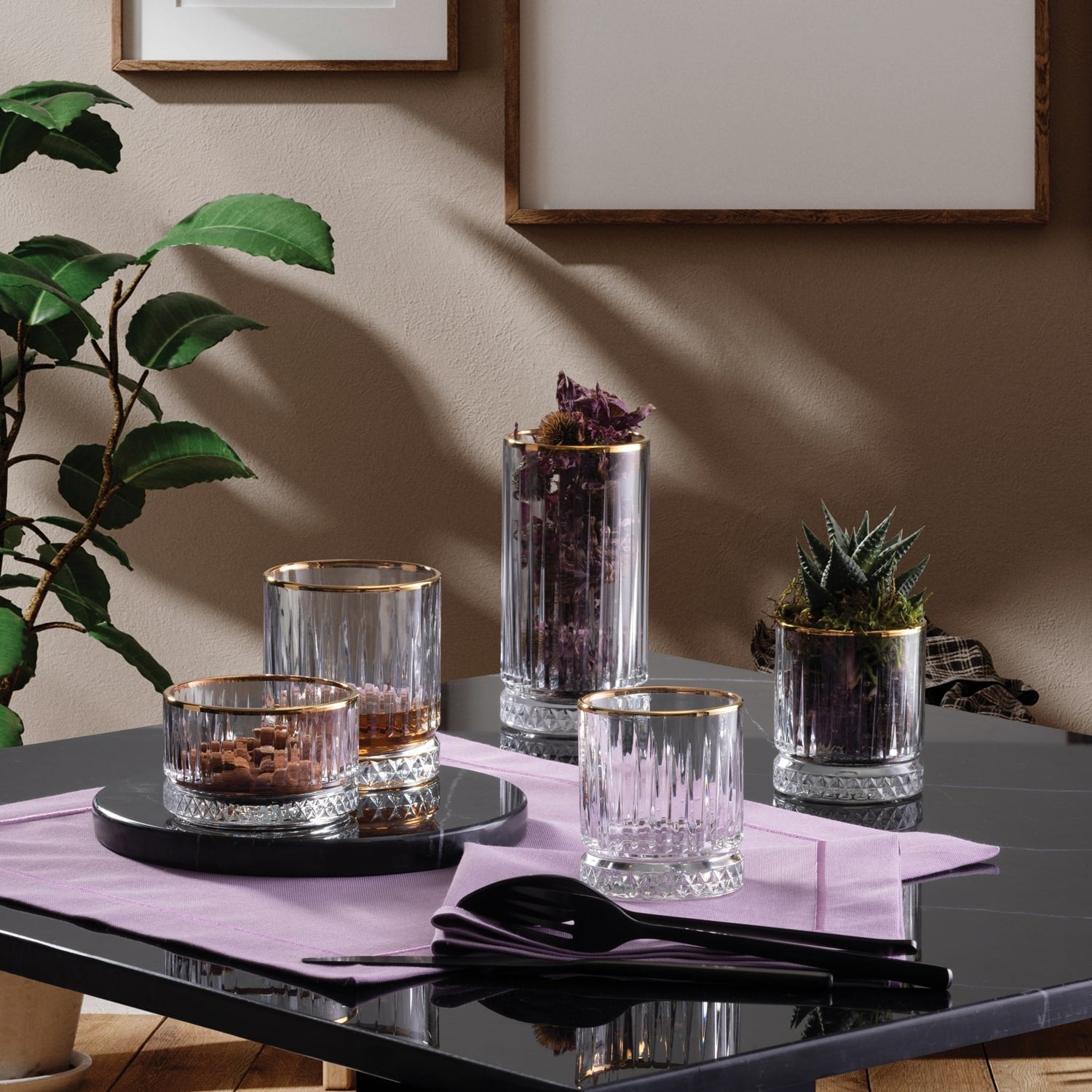 Pasabahce Elysia Tumbler 35,5 Cl Gouden Rand - 4 Stuks - Glazen.nl