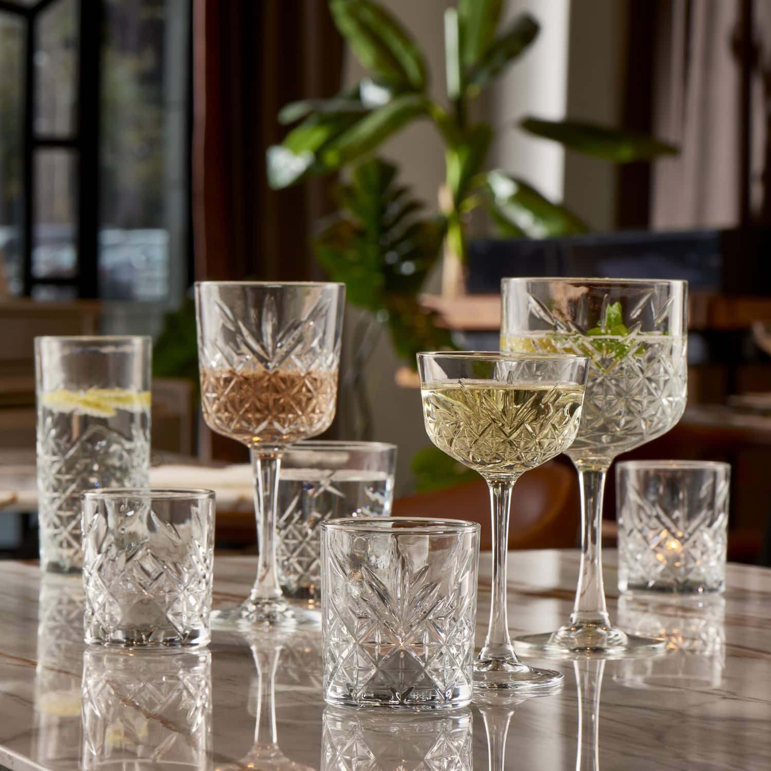 Pasabahce Timeless Tumbler 35,5 Cl Gouden Rand - 4 Stuks - Glazen.nl